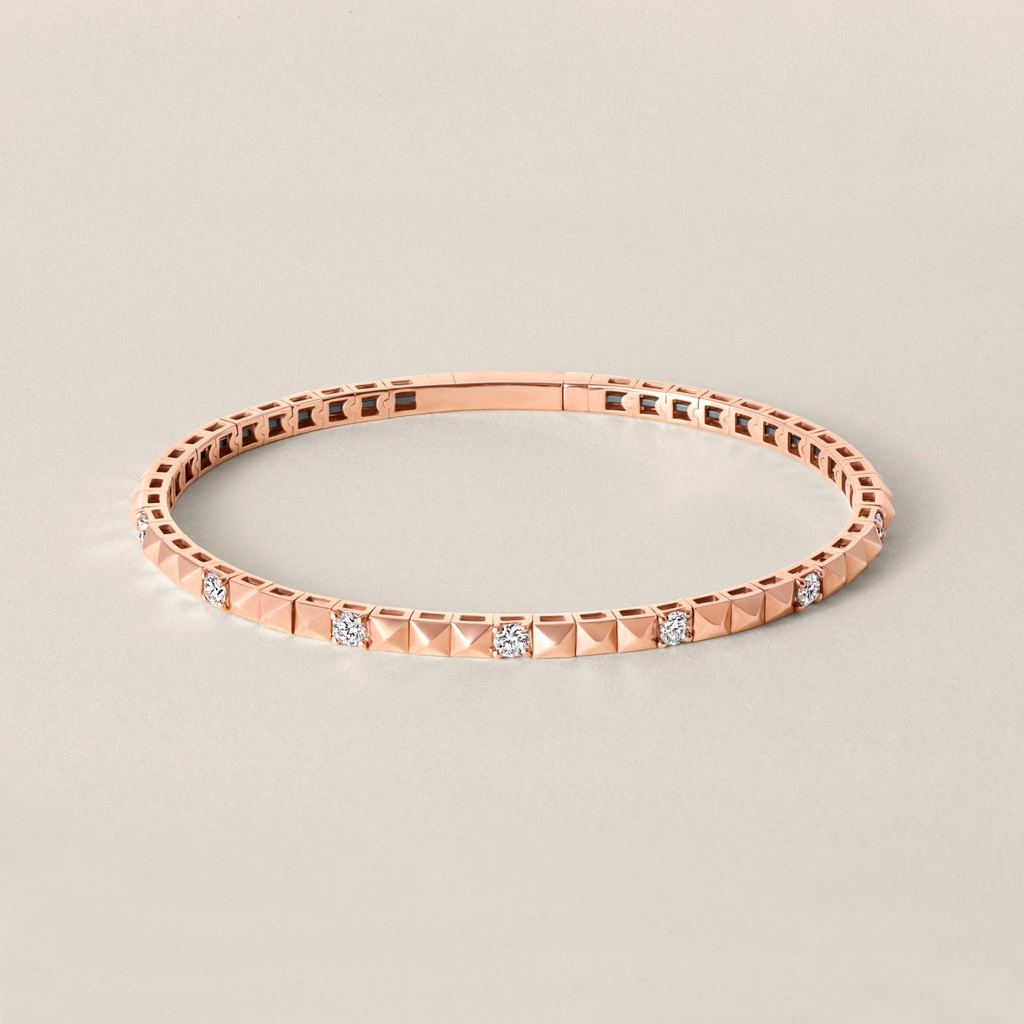 Rose Gold Lab Diamond Flex Pyramid Bangle