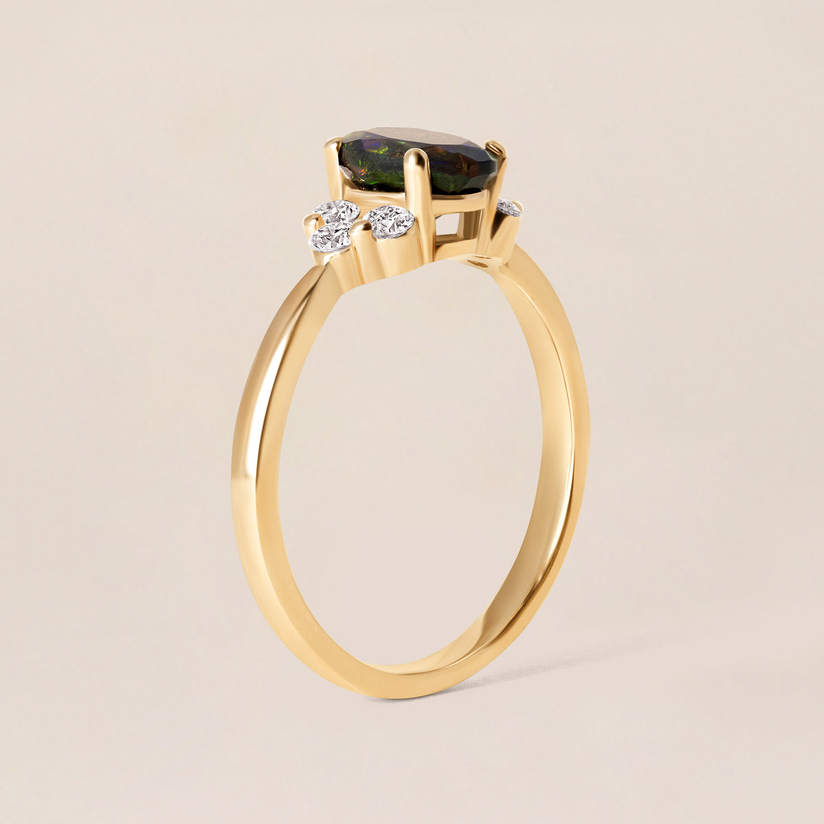 Black Opal & Diamond Ring