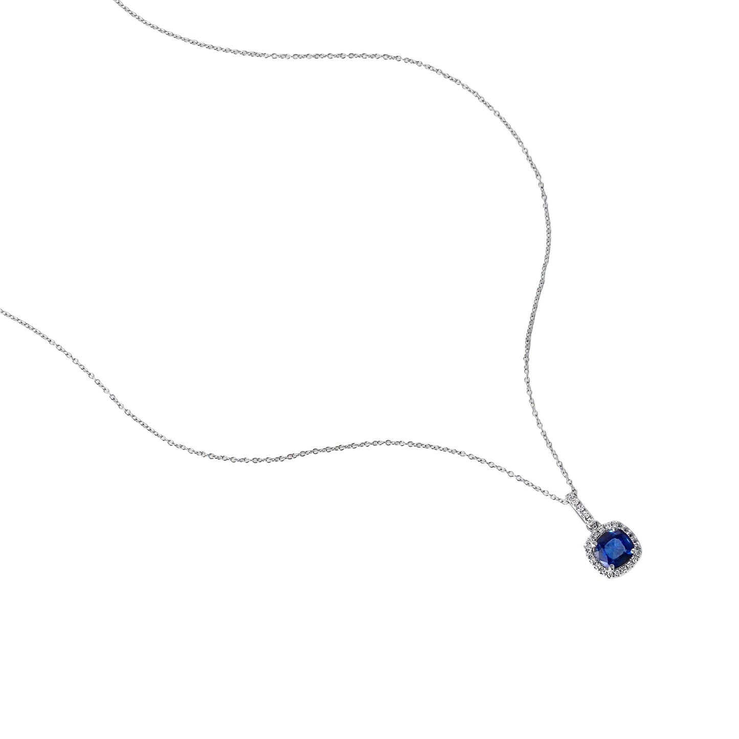 Sapphire and Diamond 14k White Gold Necklace