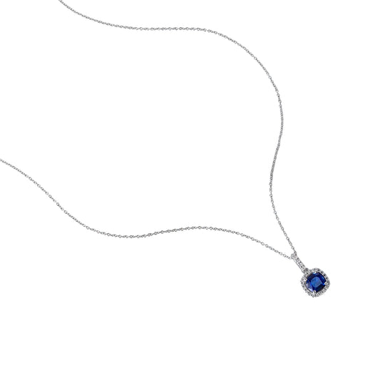 Sapphire and Diamond 14k White Gold Necklace