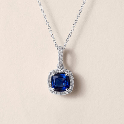 Sapphire and Diamond 14k White Gold Necklace