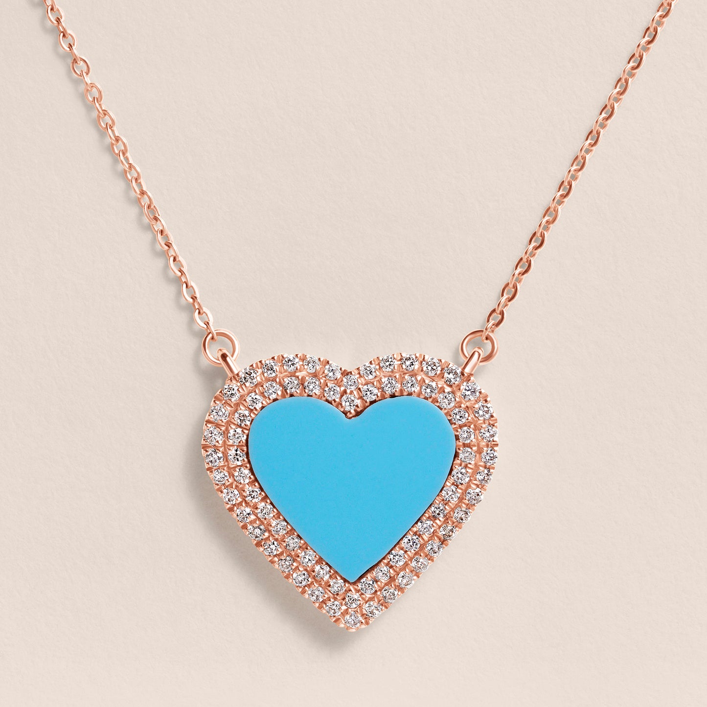 Turquoise Diamond Heart Necklace