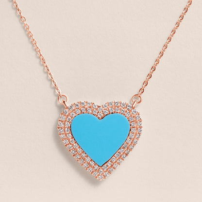 Turquoise Diamond Heart Necklace