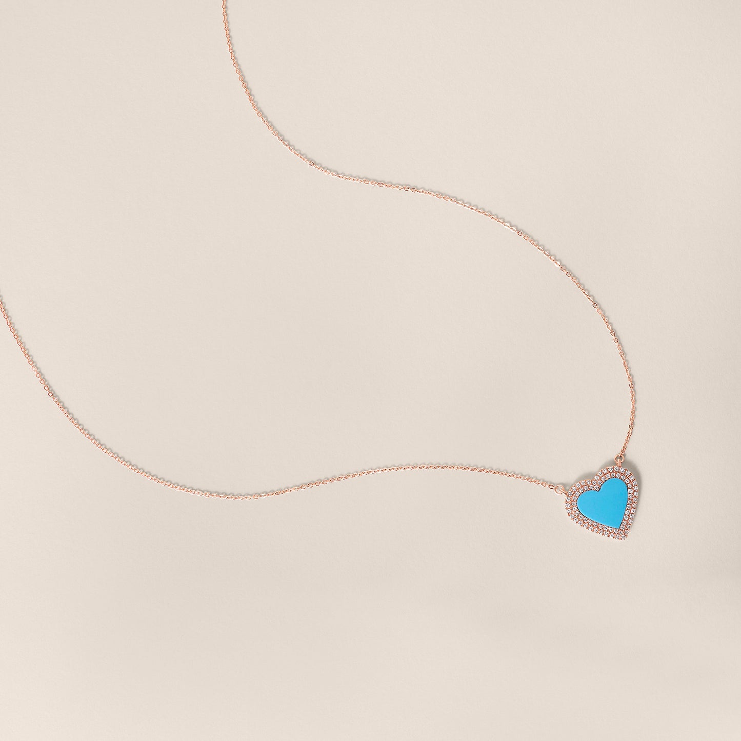Turquoise Diamond Heart Necklace