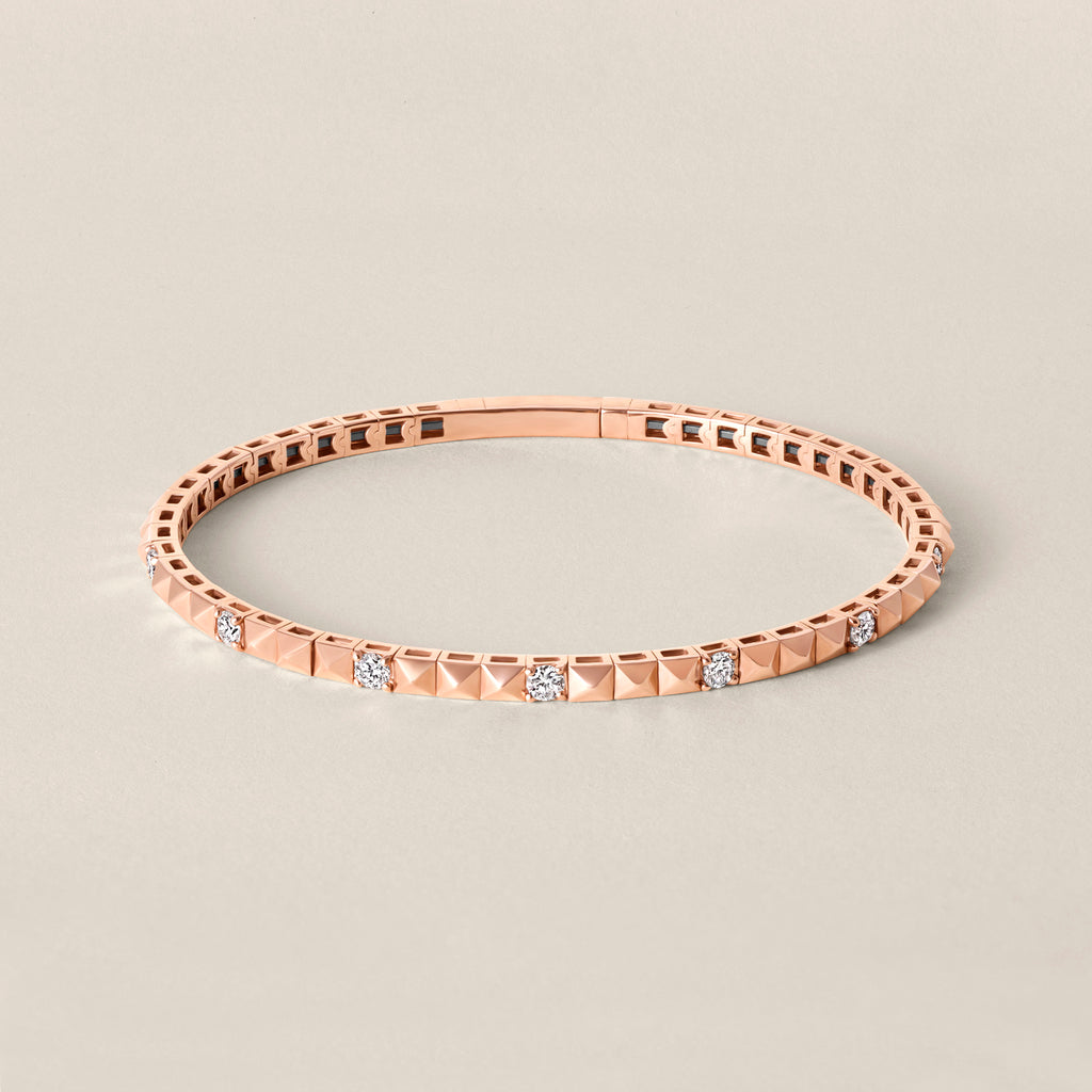 Luxurious Rose Gold Diamond Pyramid Bangle