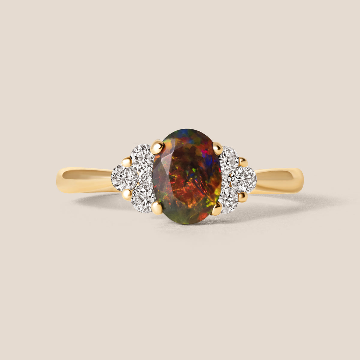 Black Opal & Diamond Ring