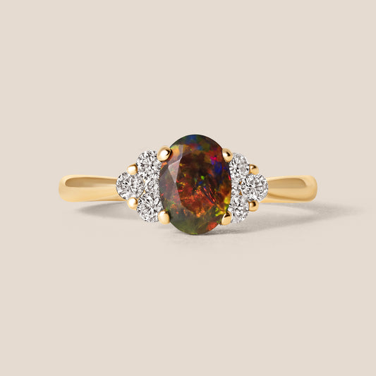 Black Opal & Diamond Ring