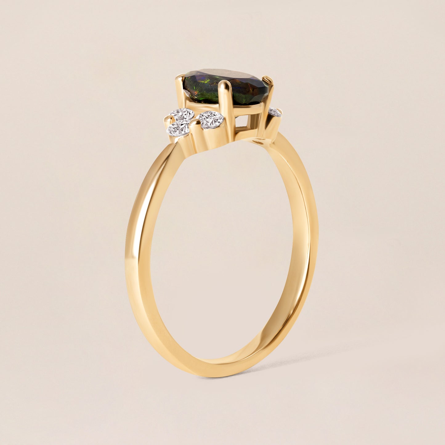 Black Opal & Diamond Ring