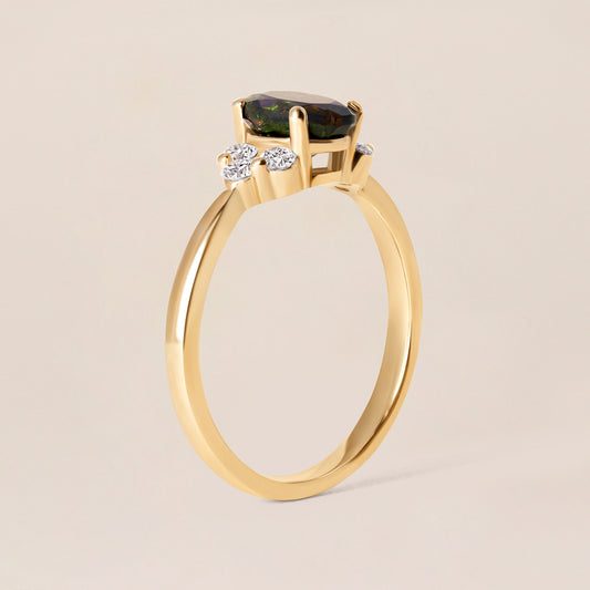 Black Opal & Diamond Ring