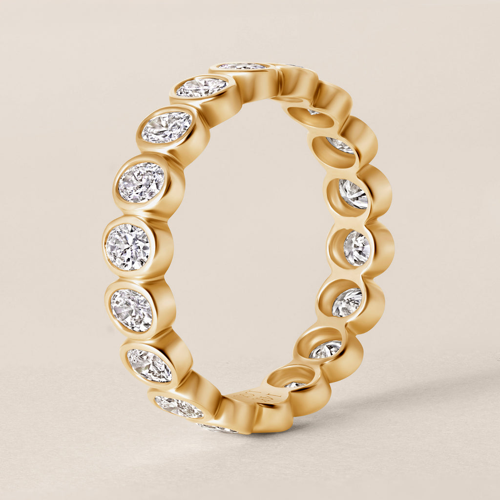 14k Yellow Gold Lab Diamond Bezel Eternity Band