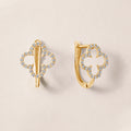 14k Yellow Gold Clover Lab Diamond Huggies