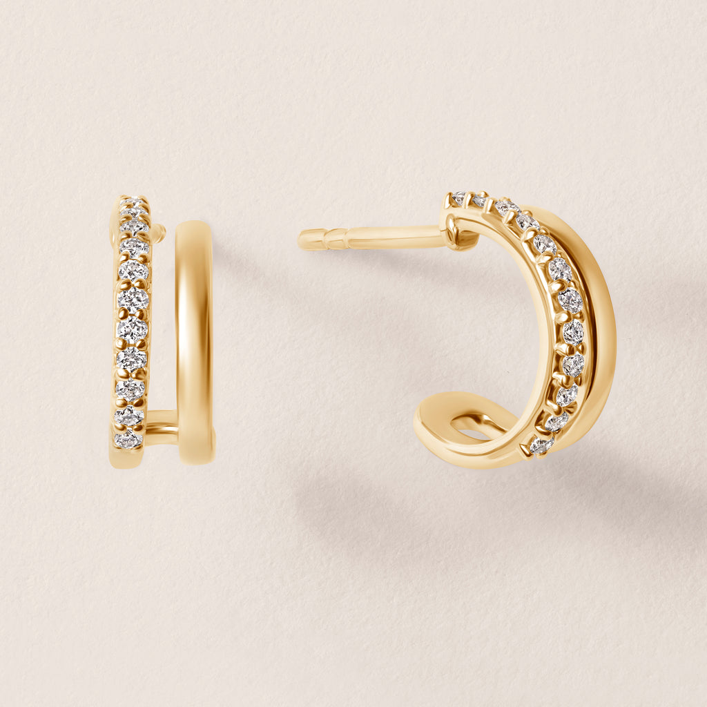 14k Yellow Gold Lab Diamond Huggies