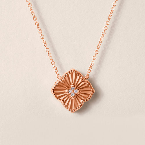 14k Rose Gold Clover Diamond Necklace