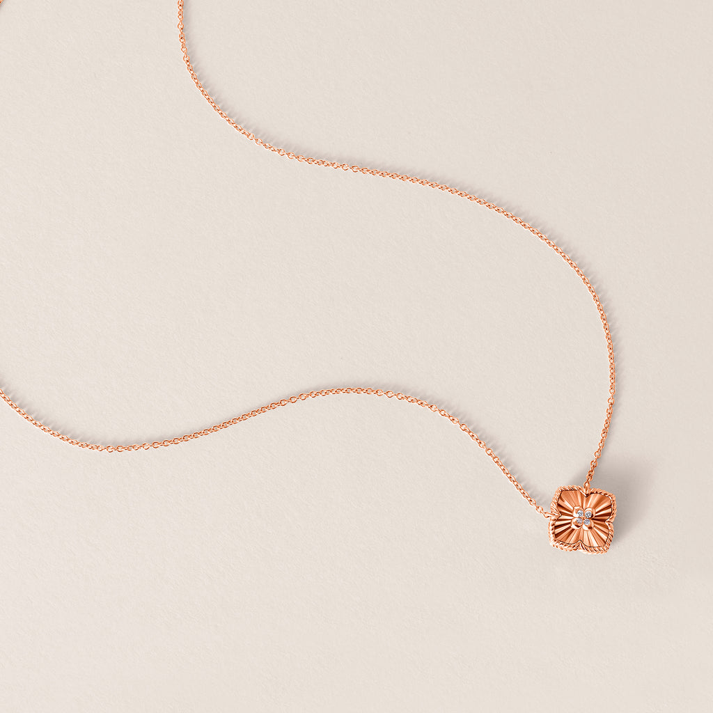 14k Rose Gold Clover Diamond Necklace