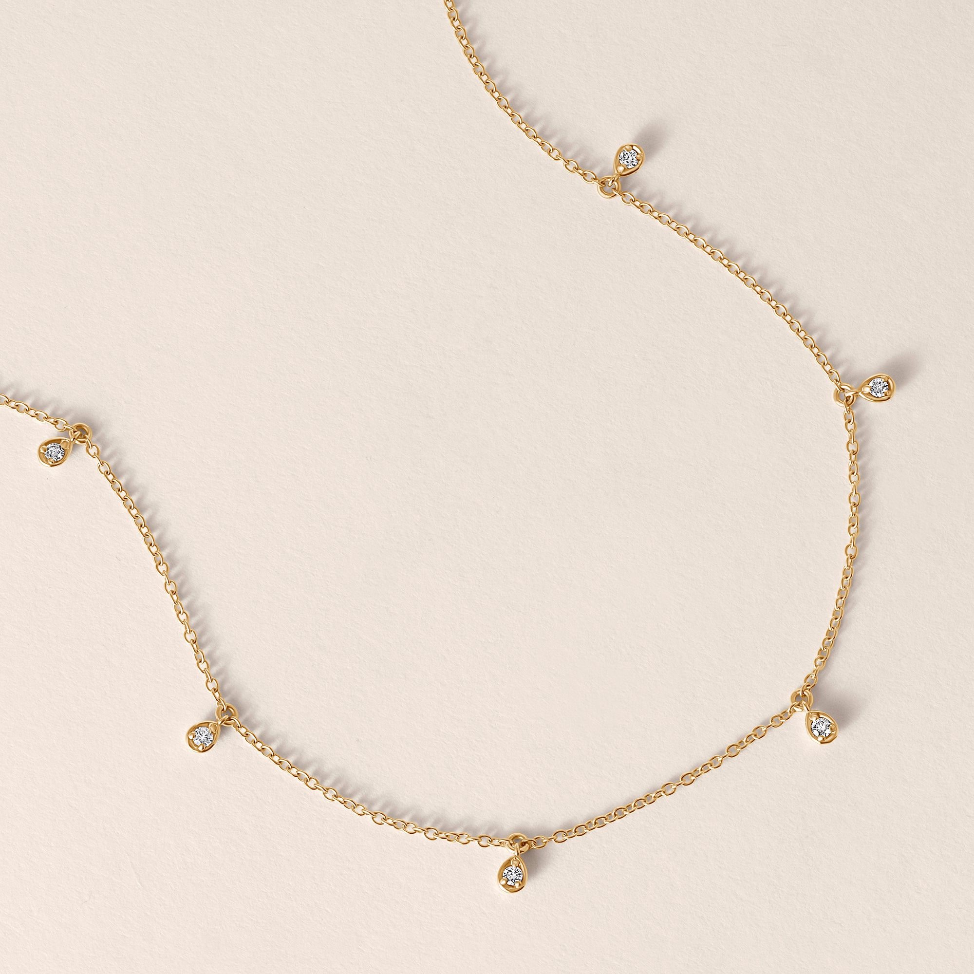 14K Yellow Gold Lab Diamond Drop Necklace