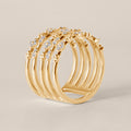 14k Yellow Gold Elegant Lab Diamond Multi-Band Floral Ring